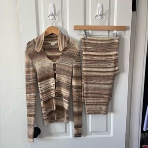 PALOMA WOOL Brown Knit Set (Avalina Top & Fabia Pants) Medium